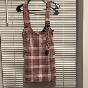 Plaid Pink Pinafore Dress